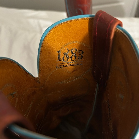 Lucchese Brown and Blue Embroidered Heeled Boots - Picture 9 of 10